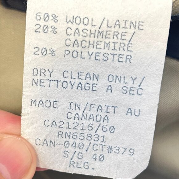 Vintage Wool Cashmere Blazer 40R Dark Green Made in Canada Quiet Luxury Academia - Picture 6 of 6